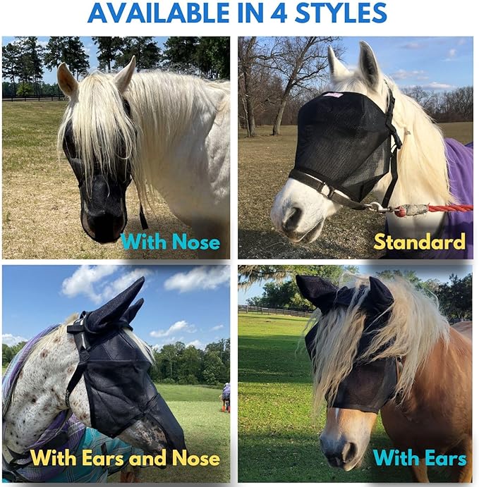 EquiVizor 95% UV Eye Protection (XL) Standard Horse Fly Mask - Help with Uveitis, Corneal Ulcer, Light Sensitivity. Designed to Stay On Your Horse.-PawvioPets
