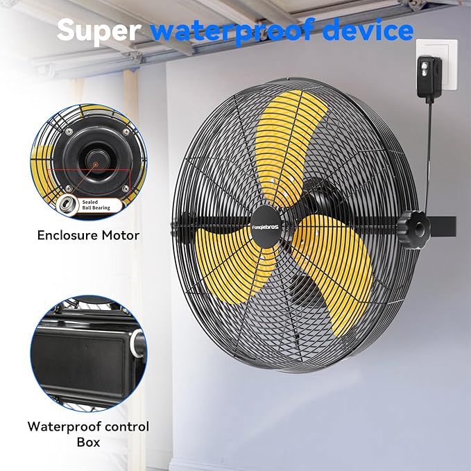 2PCS 2600 CFM 14 inch Outdoor High Velocity Wall Mounted Fan, 3-Speed Metal Fans with IP44 Enclosure Motor, Industrial Grade Weatherproof Wall Fan for Patio, Greenhouse, Garage, and Gazebo-PawvioPets