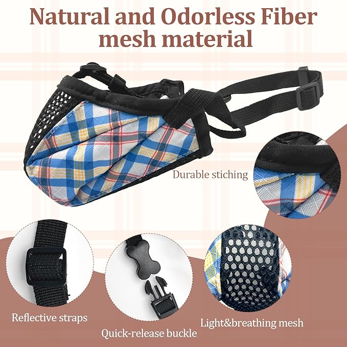 Dog Muzzle for Small Large Dogs - Soft Nylon Basket Muzzle with Adjustable Strap, Breathable Mesh Design Prevents Biting Chewing Licking Eating - Ideal for Training, Grooming & Vet Visits (Blue, XL)-PawvioPets