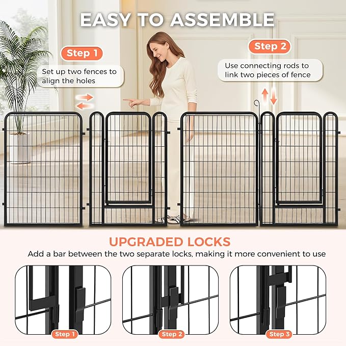 40 Inch Dog Playpen - 16 Panels Metal Pet Exercise Pen for Medium-Large Dogs, Indoor/Outdoor Dog Fence for Yard, Garden, Camping & RV Travel-PawvioPets