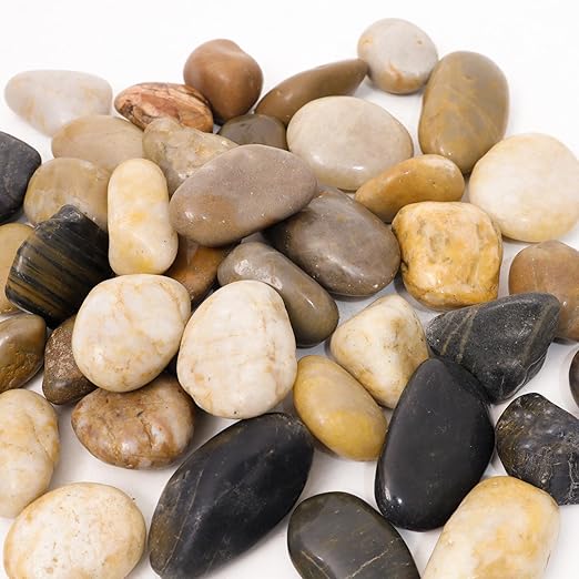8LB 1"-2" Decorative River Rocks for Plants, Polished Pebbles for Garden Landscaping, Planters, Aquariums, Vase Fillers – Indoor & Outdoor Decor-PawvioPets