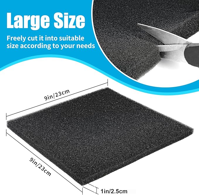 AQUANEAT 2 Pack Aquarium Bio Sponge Filter Media Pad Cut-to-Size Open Cell Foam Sheet for Fish Tank Sump (9" x 9" x 1")-PawvioPets
