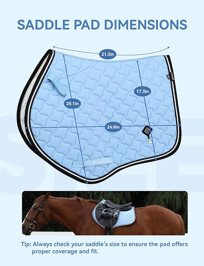 Close Contact Non-Slip Design Horse Riding Pad Moisture-Wicking Shock Absorbing English Saddle Pad for Horses-PawvioPets
