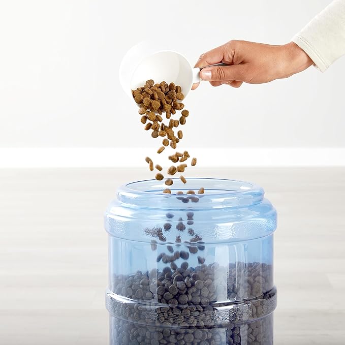 Amazon Basics Automatic Dog Cat Water Dispenser Gravity Feeder and Waterer Set, Large, 12-Pound Food Capacity, 2.5-Gallon, Gray-PawvioPets