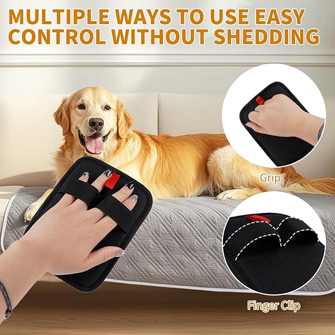 2PCS Electrostatic Pet Grooming Gloves, Reusable Hair Remover for Dog Cat Fur on Clothes Furniture Car Seat/Black-PawvioPets