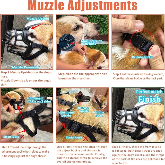 Dog Muzzle, Basket Muzzle Anti Biting Chewing, Sturdy Lightweight Muzzle Allows Panting Drinking, Cage Muzzle for Small Medium Large Dogs, Suitable for Grooming Trimming Training (Size 5)-PawvioPets