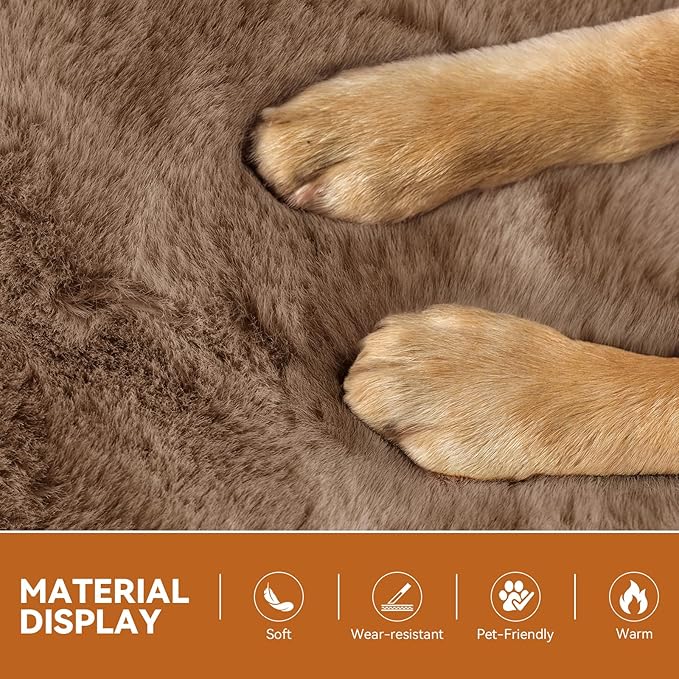 Dog Stairs with Furry Lids 18" H, 3-Step Wider Dog Steps with Storage for Small/Medium/Large Old Dogs Cats, Folding Sturdy Pet Stairs Climbing Bed Couch, Ramp for Car Up to 200 lbs, Khaki-PawvioPets