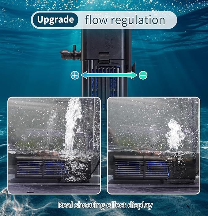 Aquarium Filter Water Flow Adjustable for 75-200 Gallon Fish Turtle Tank 400GPH Biochemical Filtration 4in1 Submersible Internal Powerful Pumps & Filters Keep Freshwater Saltwater Crystal Clear Large-PawvioPets