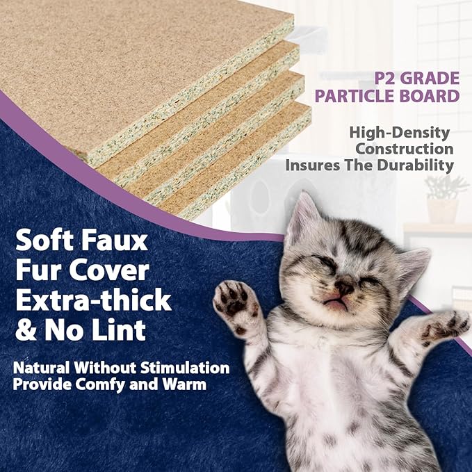 70 Inches Multi-Level Cat Tower for Indoor Cats - XL Tree Climbing Condo With Scratching Posts and Hanging Toys, Navy Blue-PawvioPets