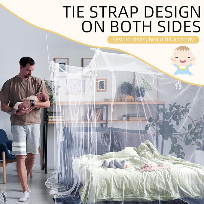 4 Corners Mosquito Net for Mosquiteros para Camas Bed Canopies Netting Bed Drapes Rectangular Mosquito Mesh for Camping Home Outdoor Travel (White,L75 X W59 X H67 Inch,Opening)-PawvioPets