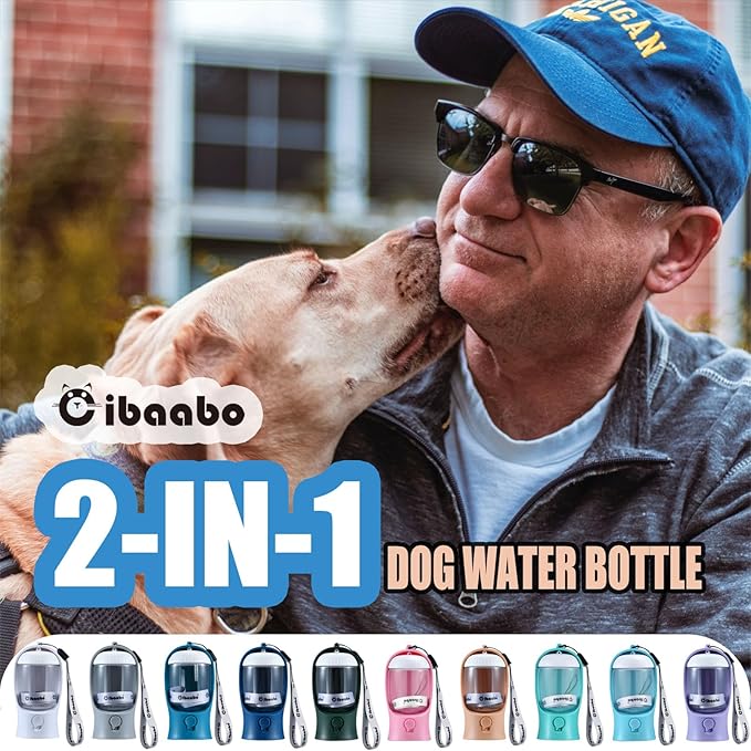 Dog Water Bottle with Food Container, Travel Puppy Water Bowl, Portable Pet Dispenser, Dog Stuff Accessories Items, Puppy Essentials Necessities for Yorkie Chihuahua Cat Walking and Hiking-PawvioPets
