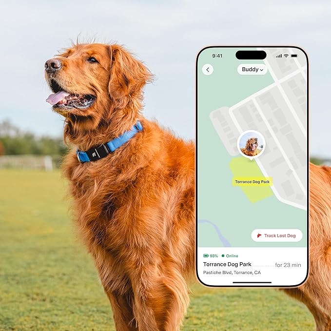 Fi New Series 3+ Smart Dog Tracker Collar – AI GPS for Dogs, Health & Behavior Monitor, Virtual Fence, Escape Alerts, Waterproof, Apple Watch Compatible 12Mo Membership Included-PawvioPets