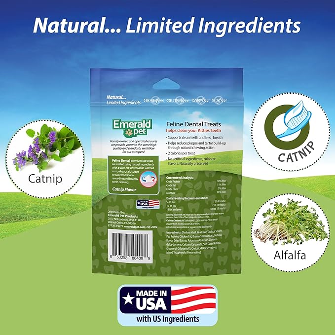 Feline Dental Treats — Tasty and Crunchy Cat Dental Treats Grain Free — Natural Dental Treats to Clean Cat Teeth, Freshen Cat Breath, and Reduce Plaque and Tartar Buildup — Catnip Treats, 3 oz-PawvioPets