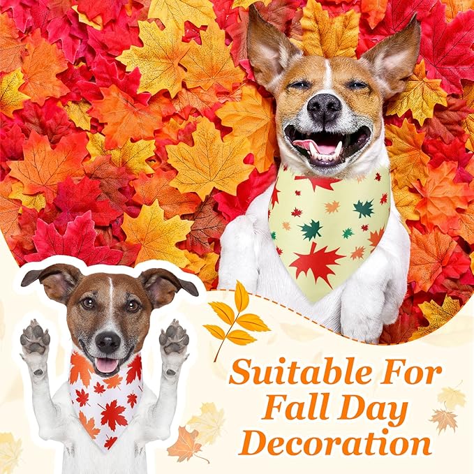 Abbylike 200 Pcs Fall Dog Bandanas Bulk Maple Leaves Bandanas for Dog Pet Triangle Kerchief Bibs Scarf for Fall Autumn Thanksgiving Costume Photo Props Accessories Pet Shops Adoption Events, 25 Styles-PawvioPets