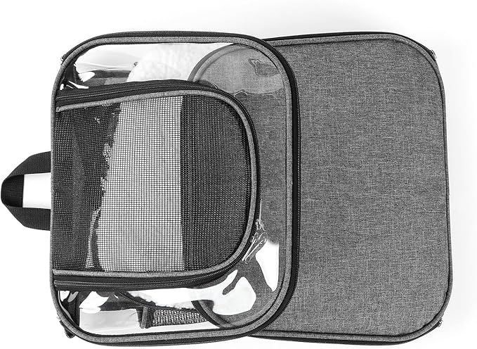 Cat Carriers Dog Carrier Pet for Small Medium Cats Dogs Puppies up to 25 Lbs, TSA Airline Approved Soft Sided, Collapsible Travel Puppy - Black Grey (L: 15.8" LX12.6 WX19.7 H, Pink)-PawvioPets