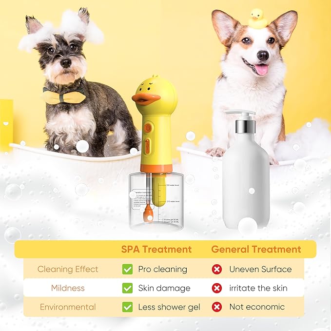 Electric Dog Shampoo Dispenser Dog Shampoo Sprayer Duck Shampoo Foamer for Pet, Foaming Soap Dispenser for Bathtub, Kitchen Sink Cleaning-PawvioPets