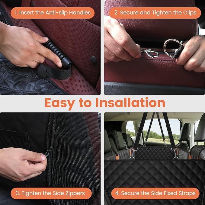 Back Seat Extender for Dogs - Holds 450lbs, Waterproof Dog Car Seat Cover for Back Seat with Hard Bottom for Cars SUVs Truck,Anti-Scratch No Slip Large Space Pet Backseat Protector,Black-PawvioPets