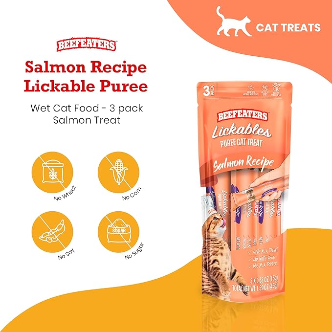 Beefeaters Cat Treats Lickable Puree 1.59oz (12-Pack) – Chicken, Grain-Free, Taurine-Enriched, Ideal for Training & Interactive Feeding-PawvioPets