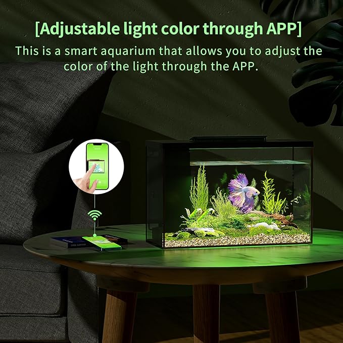 4.5 Gallon Betta Fish Tank self Cleaning, Aquarium kit, Small Fish Tank with Filter Light Water Pump, Fish Tank Starter Kits Fish Bowl-PawvioPets