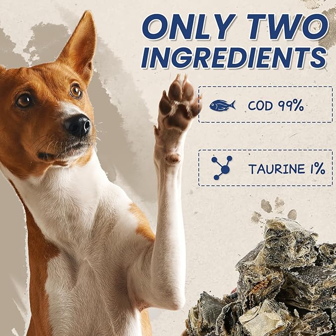 Cod Skin Cubes Dog Treat, Chew Fish Skins Rolls w/Taurine, One-Ingredient Grain Free Healthy Dog Treat, Rich in Omega3, 8 oz-PawvioPets