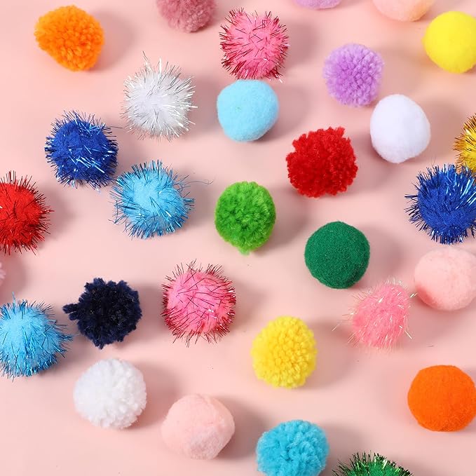 30 Pcs Cat Pom Pom Balls Assorted Color Sparkle Ball for Indoor Cats, Interactive Cats Toys Fuzzy Cat Balls Tinsel Glitter Chase Poms Poms Ball for Exercise and Entertainment-PawvioPets