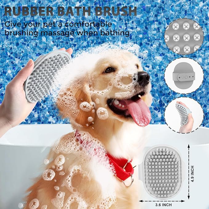5 PCS Dog Grooming Brush Kit – Self Cleaning Slicker Brush for Shedding Short & Long Haired Dogs & Cats. Removes Loose Fur, Undercoat, Mats, Tangles. Suit for Small, Medium & Large Pets. Blue-PawvioPets