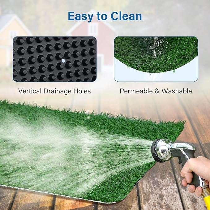 Dog Grass Puppy Training Pee Pad with Tray, Dog Potty with 2 Replacement Artificial Grass Pads, Portable Pet Toilet Washable Odor Free Little Box Indoor Outdoor Use-PawvioPets