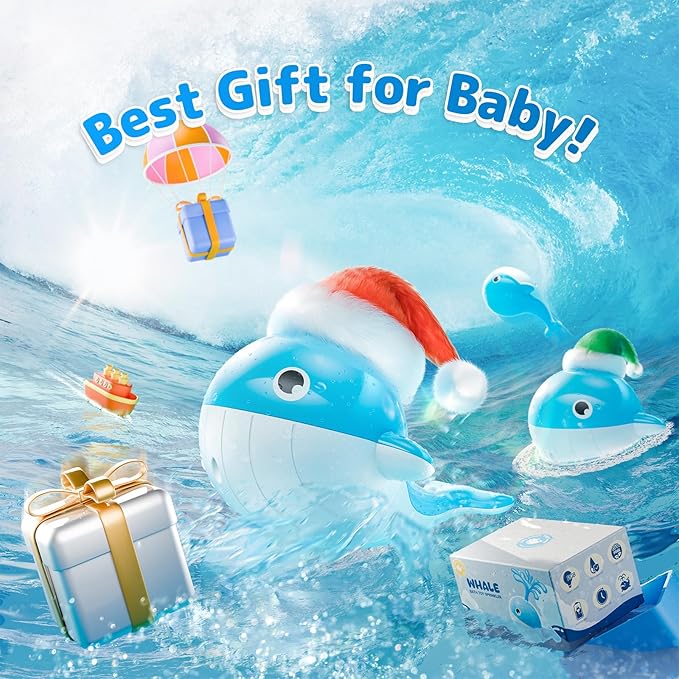 Baby Bath Toys for 6-12 Months, Rechargeable Bath Toys for Babies 6-18 Months, Whale Bath Toy Sprinkler for Toddlers 1-3 2-4, Light Up Bath Toy for Kids, Infant Bathtub Toys-PawvioPets