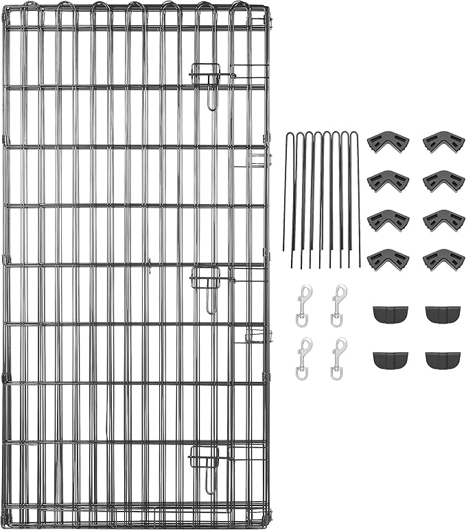 Amazon Basics Foldable Octagonal Metal Exercise Dog Playpen - Indoor/Outdoor, Single Door, Extra Large (8 Panels, 24 x 48), Easy to assemble and store customize, 48" - X-Large, Black-PawvioPets