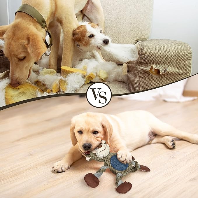 Dog Toys for Large Dog - Plush Squeaky Medium & Small Dog Toys - Stuffed Animals Puppy Toys - Funny Cute Dog Toys for Dog Birthday Presents (Monkey)-PawvioPets