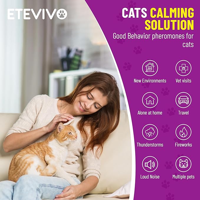Cat Calming Pheromone Diffuser 4 Pack Cat Calming Diffuser Refills Anxiety Relief Comfort for Cats Reduce Fighting Spraying and Scratching 120 Days Long Lasting Serenity-PawvioPets