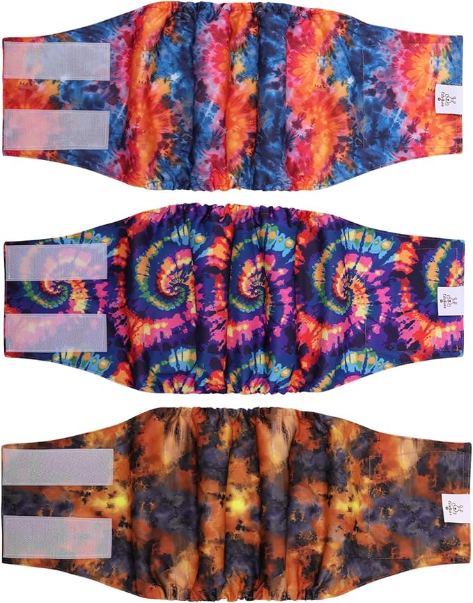 CuteBone Dog Diapers Male Washable Belly Band for Male Dogs Wraps Black 3pcs a Pack DM56L-PawvioPets