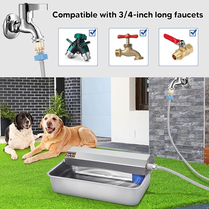 Automatic Water Dispenser for Dog, 6L Dog Water Bowl Dispenser, Large Stainless Steel Indoor/Outdoor Water Feeder Suitable for Dogs Livestock Chicken Horse, Easy to Clean-PawvioPets