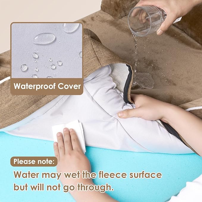 EHEYCIGA Orthopedic Dog Beds for Extra Large Dogs, Waterproof Memory Foam XL Pet Bed with Sides, Non-Slip Bottom and Egg-Crate Foam Big Dog Couch Bed with Washable Removable Cover, Beige-PawvioPets