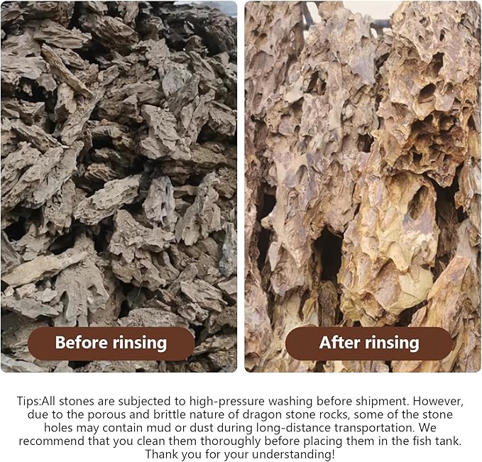 Dragon Stone Rock for Aquascaping,Aquarium Decor, Fish Tank Decorations,3-10 Inches Natural Ohko Stone for Fish Tank Landscaping (13.2 Pounds)-PawvioPets