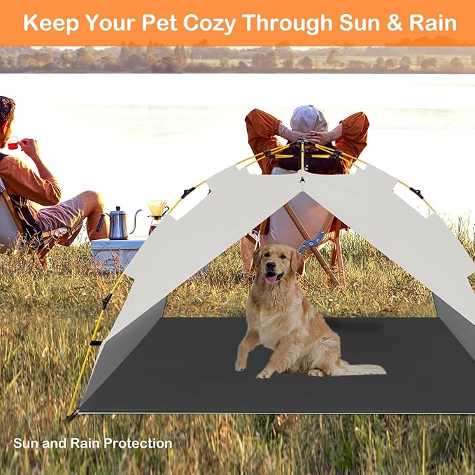 Canopy Shade Tent for Large XL XXL Jumbo Elevated Raised Dog Bed Cots, Quick Setup & No Assembly Needed, Outside Outdoor Cooling Camping Pet Sun Umbrella, Gray 70"X55" (Cots Not Included)-PawvioPets