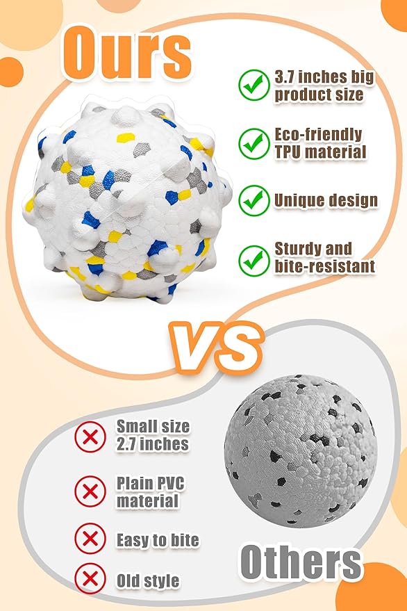 2.36'' Dog Balls for Dogs Aggressive Chewers Indestructible Tennis Durable Bouncy Interactive Dog Toy Balls for Fetch Game Floating Training(White Medium)-PawvioPets