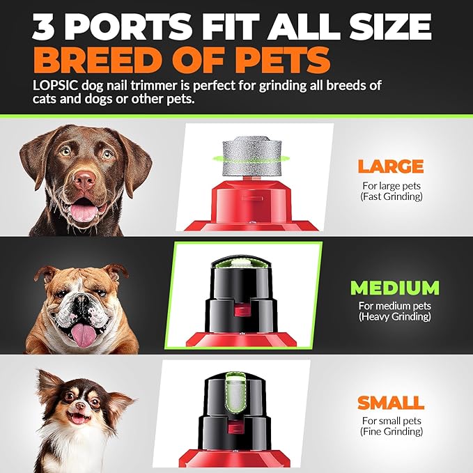 Dog Nail Grinder with 2 LED Lights Powerful 2 Speeds Super Quiet Dog Nail Trimmers with 3 Grinding Wheels Rechargeable Pet Dog Nail Clippers for Large Medium Puppy Dogs Dog Nail File Cat Nail Clipper-PawvioPets
