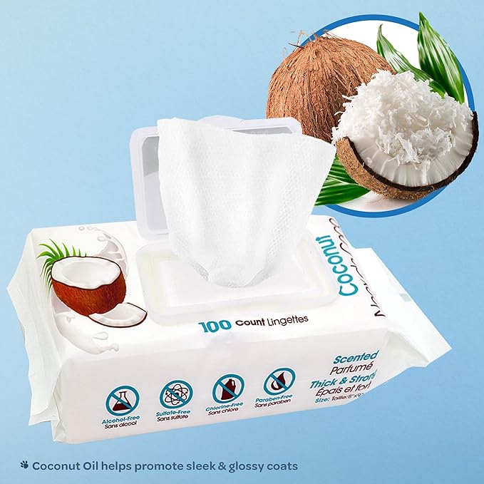 Best Pet Supplies Pet Wipes for Dogs - Dog Wipes Cleaning Deodorizing, Grooming, for Coats, Ears, Paws - Moisturizing Coconut, 400 Count-PawvioPets