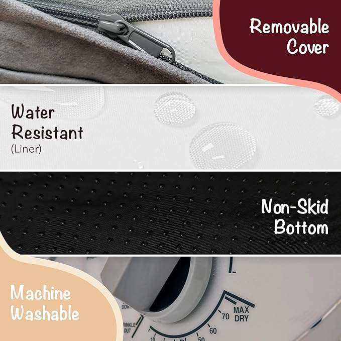 Friends Forever X-Large Dog Bed, Orthopedic Dog Sofa Memory Foam Mattress, Calming Dog Couch Bed, Wall Rim Pillow, Water Resistant Liner, Washable Cover, Non-Slip Bottom, Chester, X-Large Grey-PawvioPets