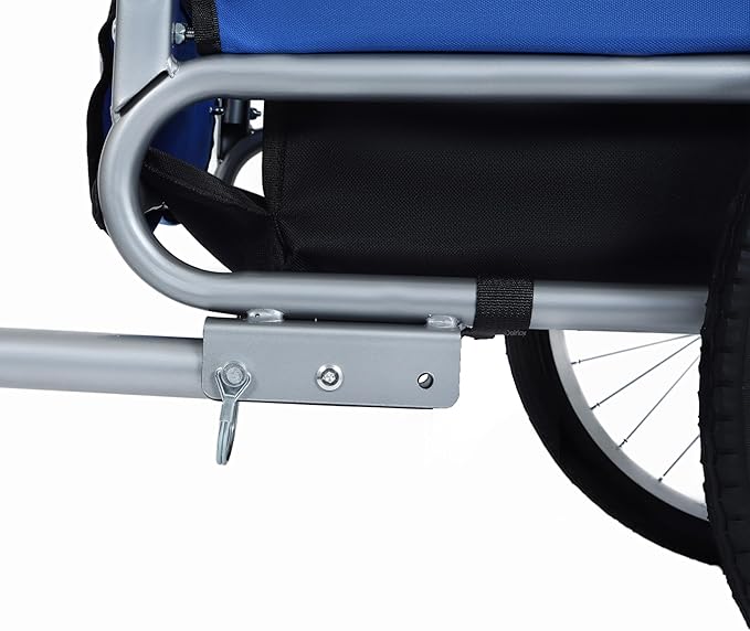 Blue-Grey Large Folding Bike Trailer for Dogs – Heavy-Duty Steel Frame, 66LB Capacity Pet Carrier for All-Terrain Cycling, Jogging & Camping Adventures!-PawvioPets
