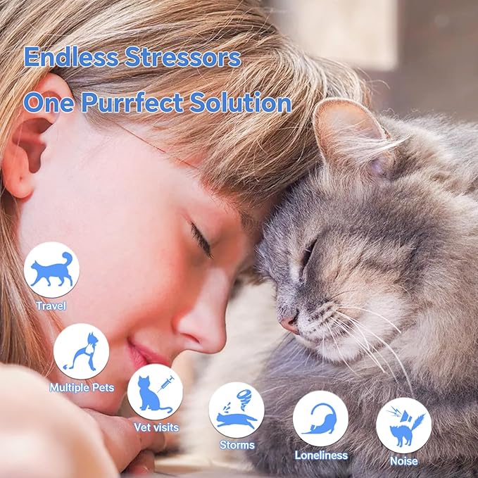 Calming Collar for Cats - 5 Pack, 150-Day Cat Calming Collar, Stress Relief & Anxiety Control for Cats, Calm Collars Cat (3 Blue & 2 Gray)-PawvioPets