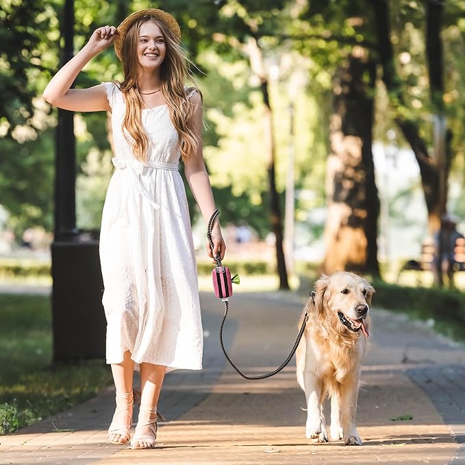 Dog Poop Bag Holder for Leashes - Dog Poop Bag Dispenser and Treat Holder with 2 Waterproof Pouches for Pet Waste Bags and Walking Accessories + 1 Free Roll (Purple)-PawvioPets