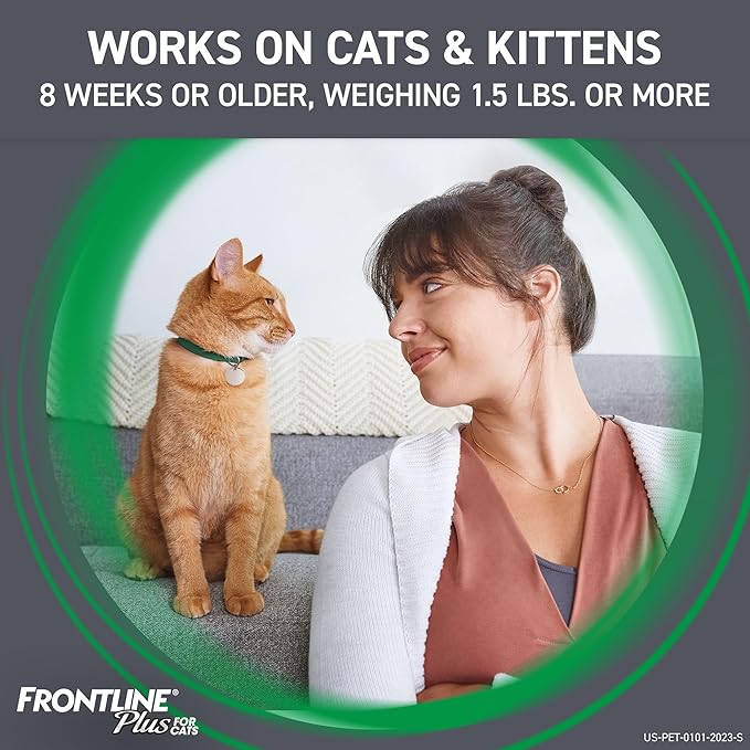 FRONTLINE Plus Flea and Tick Treatment for Cats Over 1.5 lbs. 8 Treatments-PawvioPets