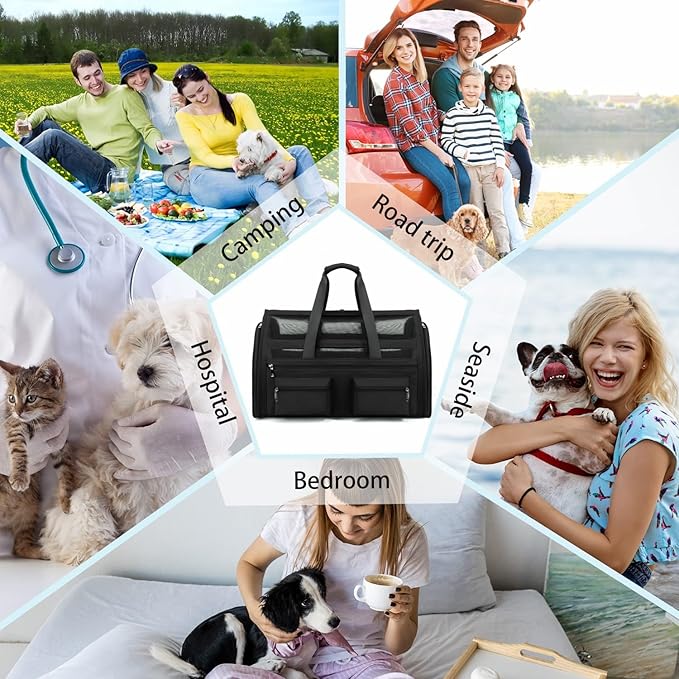 Cat Carrier Bag,Soft Sided Ventilated Pet Carrier for Small Dog Airline Approved Travel Puppy Carrier with Breathable Mesh, Foldable Portable for Outdoor Car-PawvioPets
