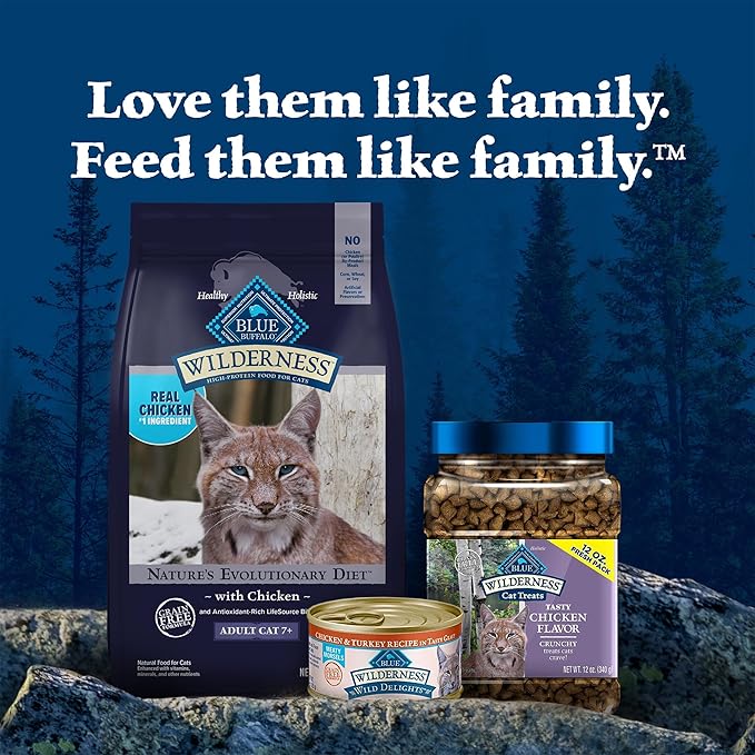 Blue Buffalo Wilderness Natural Mature Dry Cat Food for Cats 7+ Years, High-Protein and Grain-Free Diet, Supports Immune System Health and Energy to Stay Active, Chicken, 5-lb. Bag-PawvioPets