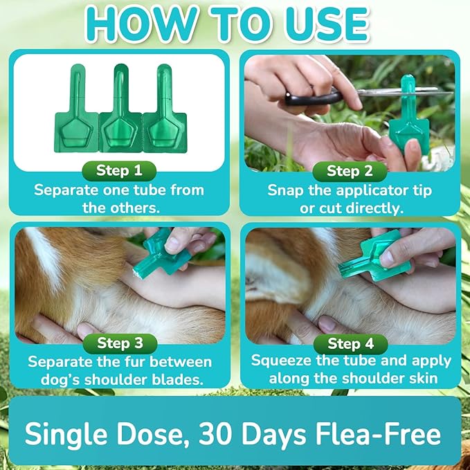 Flea and Tick Prevention for Small Dogs, 6-Month Supply Dog Flea and Tick Treatment Drops, Topical Fast-Acting Dog Flea Treatment for Small Dogs Up to 5 to 22 lbs-PawvioPets