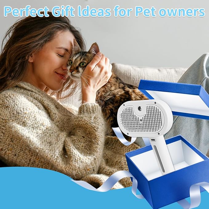 Dog Brush for Shedding, Cat Brushes for Indoor Cats, Cat Brush for Shedding - Pet Grooming Supplies with Steam, Hair Removal Comb Spray for Long-Haired Cats and Dogs (Waterless Shampoo)-PawvioPets