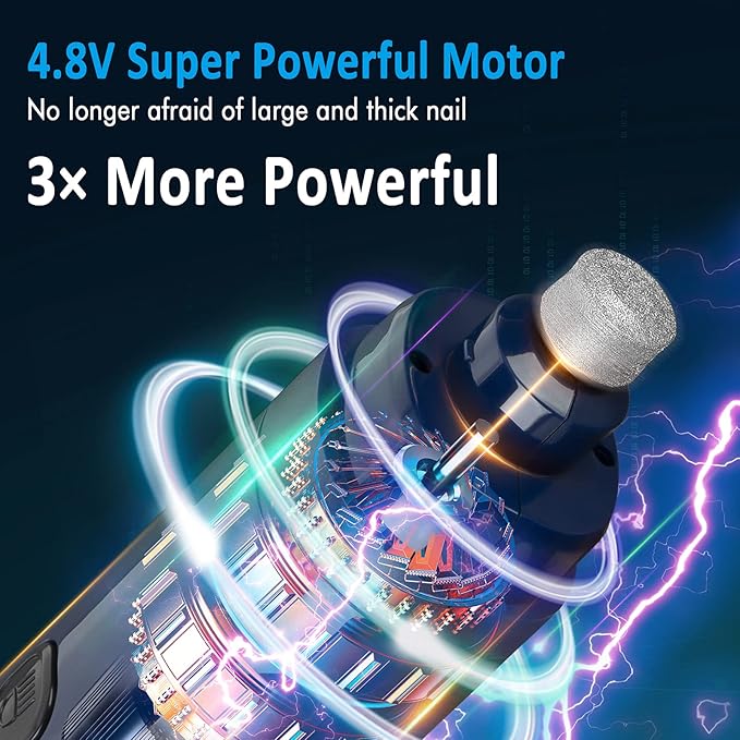 Casfuy Dog Nail Grinder with 2 LED Light - 4.8V Super Powerful 2-Speed Electric Pet Nail Trimmer for Medium Large Dogs Quiet Rechargeable Painless Paws Grooming & Smoothing Tool (Dark Blue)-PawvioPets