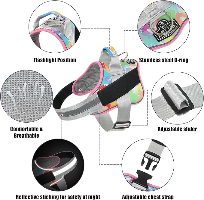 Bolux Dog Harness, No-Pull Reflective Dog Vest, Breathable Adjustable Pet Harness with Handle for Outdoor Walking - No More Pulling, Tugging or Choking (XX-Large (Pack of 1), OilPainting)-PawvioPets